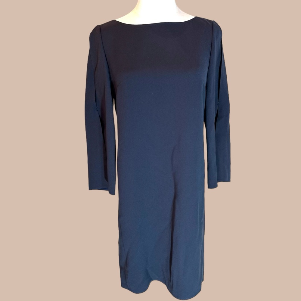 Lafayette 148 New York Navy size‎ P? 8-10 split sleeve lined mini dress